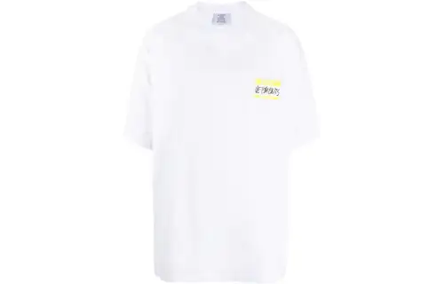Vetements T Shirts Men's White Crew Neck Moderate Straight Fit