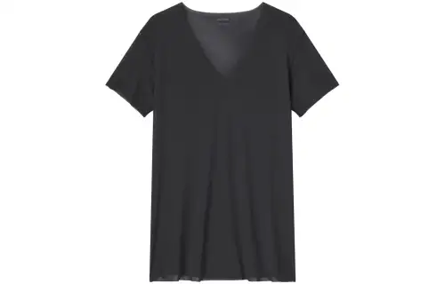 UNIQLO T Shirts Men's 09 Black V Neck Moderate Straight Fit