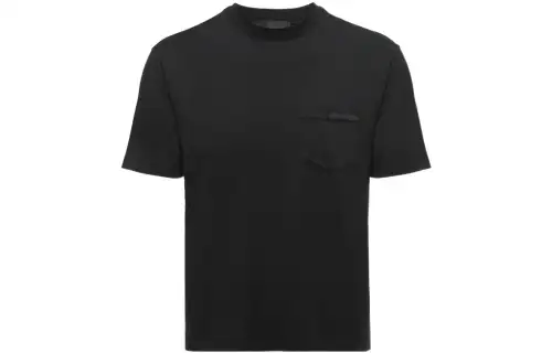 PRADA T Shirts Men's Black Crew Neck Moderate Straight Fit
