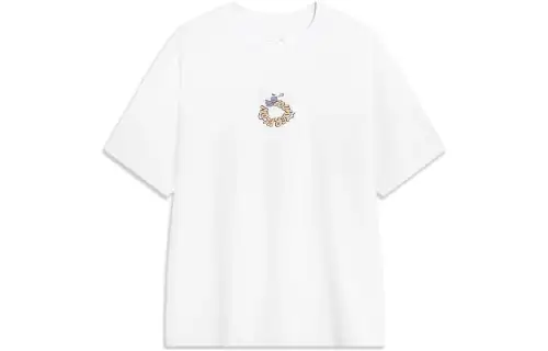 Li Ning T Shirts Unisex Standard White Crew Neck Moderate Straight Fit