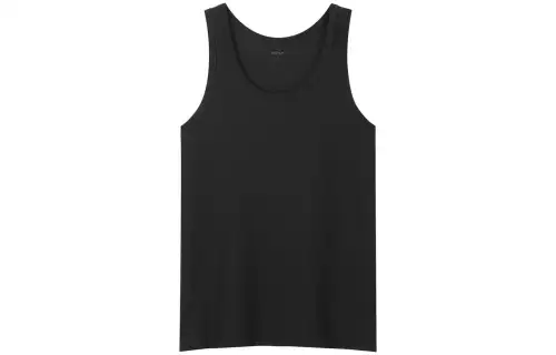 UNIQLO T Shirts Men's Black Crew Neck Moderate Straight Fit