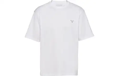 PRADA T Shirts Men's White Crew Neck Moderate Straight Fit