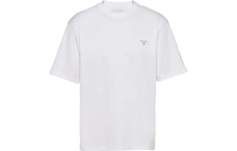 PRADA T Shirts Men's White Crew Neck Moderate Straight Fit