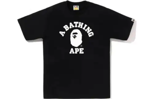 A BATHING APE Men's Bicolor College Tee Black