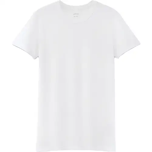 UNIQLO T Shirts Men's White Crew Neck Moderate Straight Fit