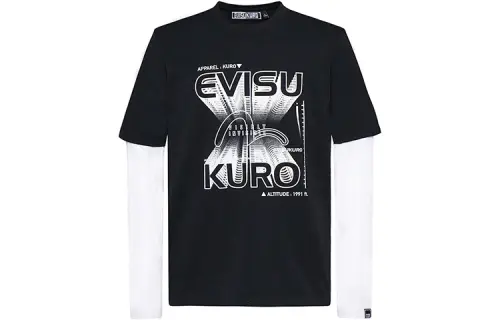 EVISU Mock Two Piece Long Sleeved T Shirt Men's Black
