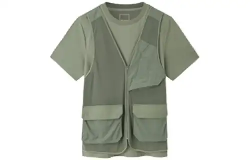 ANTA T Shirts Men's Murky Olive Green Turtleneck Moderate Mock Two Piece