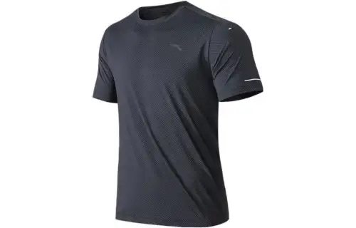 ANTA T Shirts Men's Black Crew Neck Moderate Straight Fit
