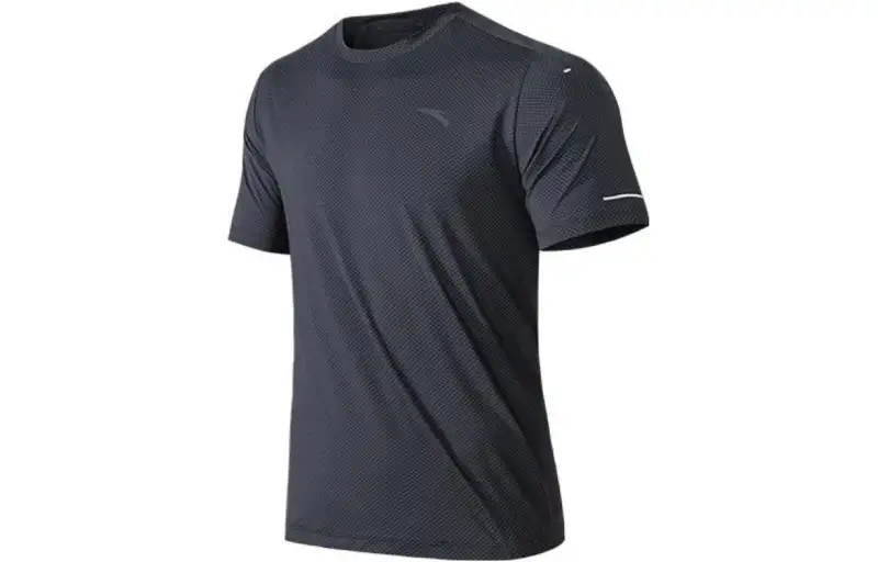 ANTA T Shirts Men's Black Crew Neck Moderate Straight Fit