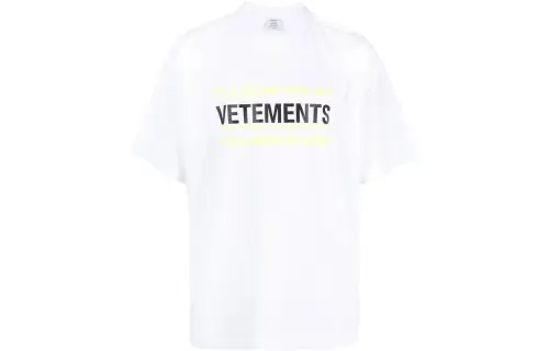 Vetements T Shirts Unisex White Crew Neck Moderate Straight Fit