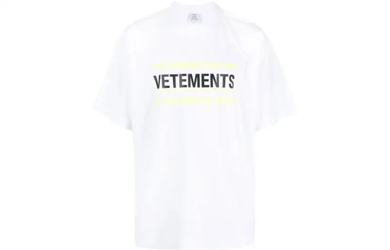 Vetements T Shirts Unisex White Crew Neck Moderate Straight Fit
