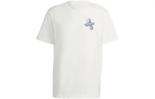 Adidas Originals T Shirts Men's Ecru Crew Neck Moderate Straight Fit