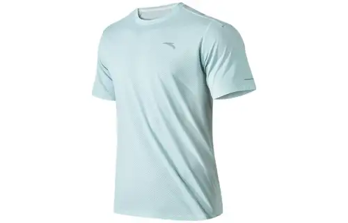 ANTA T Shirts Men's Cyan Crew Neck Moderate Straight Fit