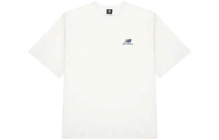 New Balance T-Shirts Men's Ecru Crew Neck Moderate Straight Fit