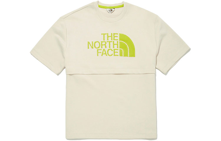 The north face, creamy short sleeve T-shirt with a round collar, with your logo imprint
