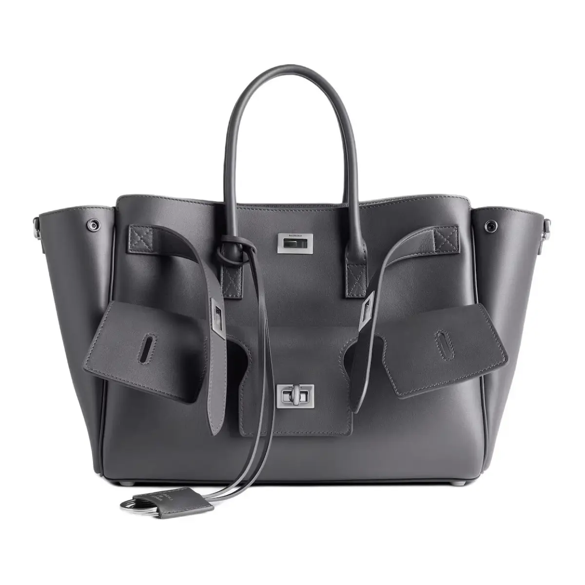 Balenciaga Smooth Calfskin Tote Bag, Handbag Small Women's Gray
