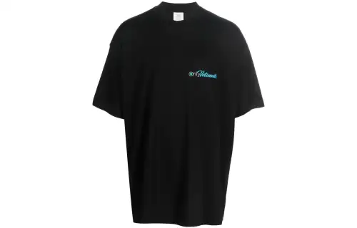 Vetements T Shirts Unisex Black Crew Neck Moderate Straight Fit