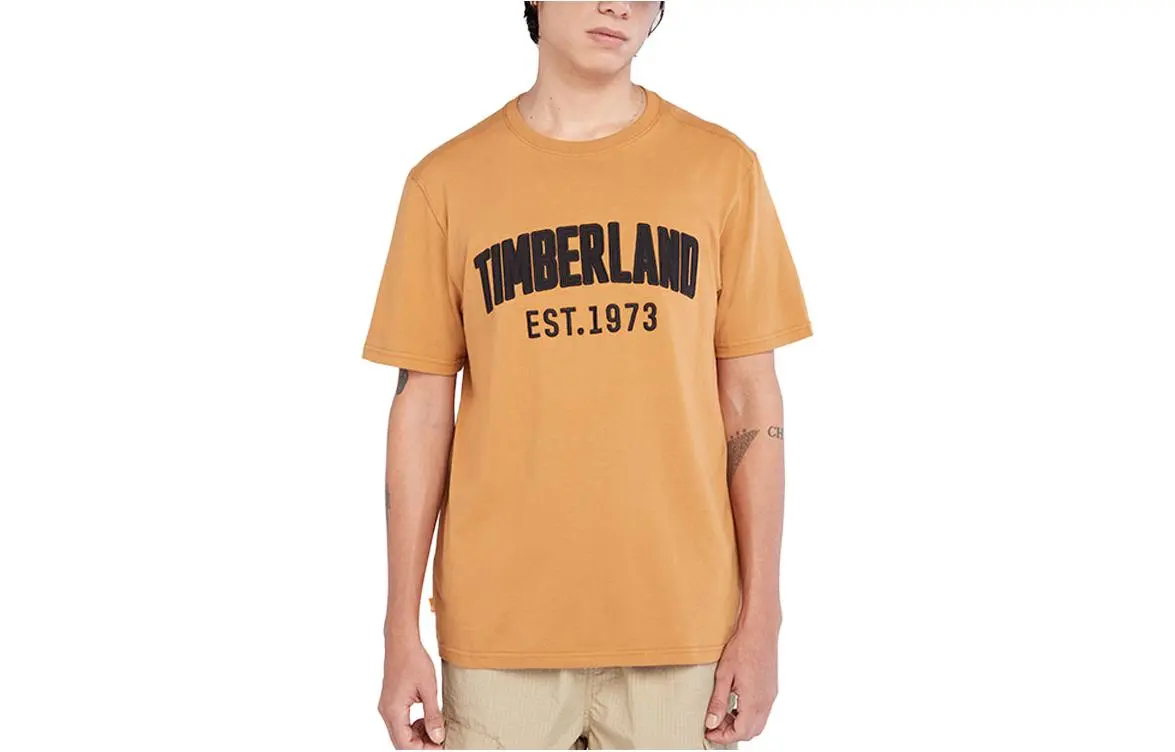 Timberland T-Shirts Men's Wheat Crew Neck Moderate Straight Fit