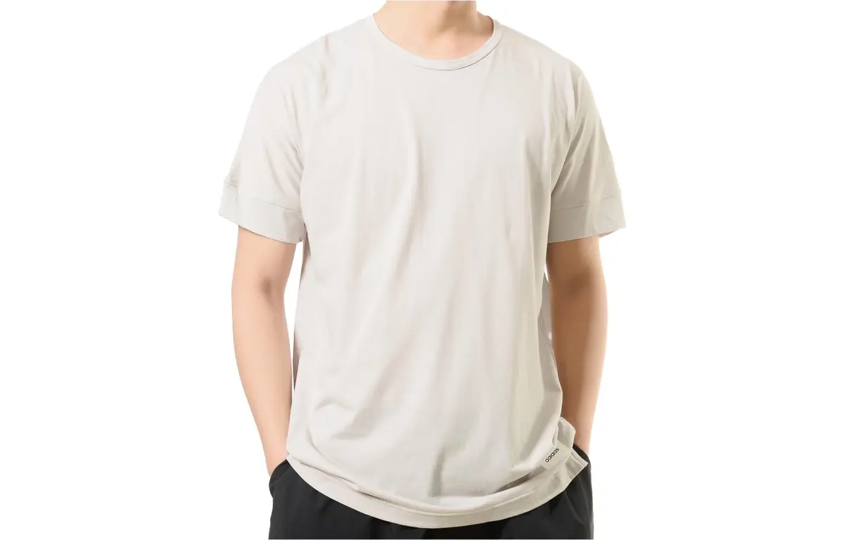 Adidas T-Shirts Men's Khaki Crew Neck Moderate Straight Fit