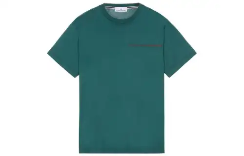 STONE ISLAND T Shirts Men's Green Crew Neck Moderate Straight Fit