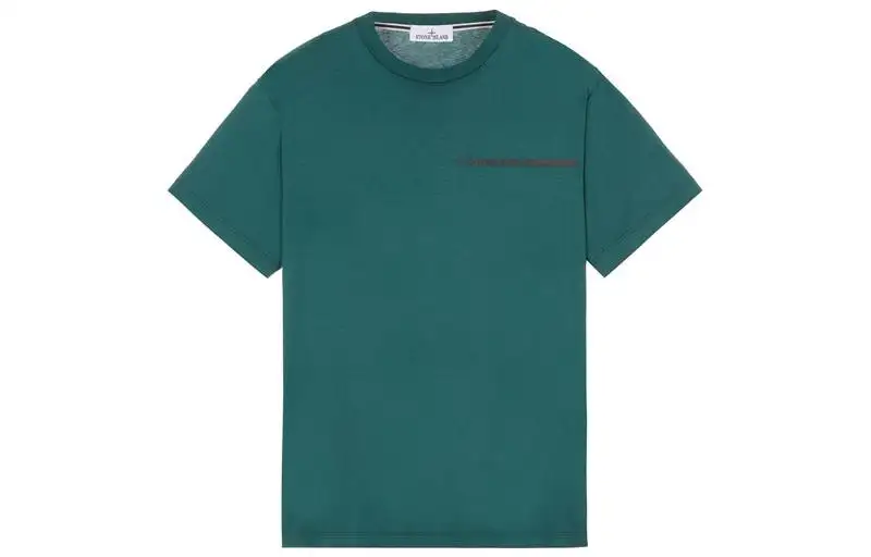 STONE ISLAND T Shirts Men's Green Crew Neck Moderate Straight Fit