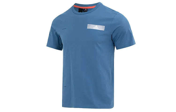 Adidas T-Shirts Men's Blue Crew Neck Moderate Straight Fit