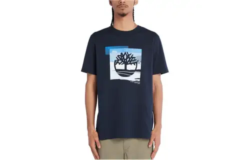 Timberland Drop Shoulder Sleeve T Shirt Men's Dark Sapphire