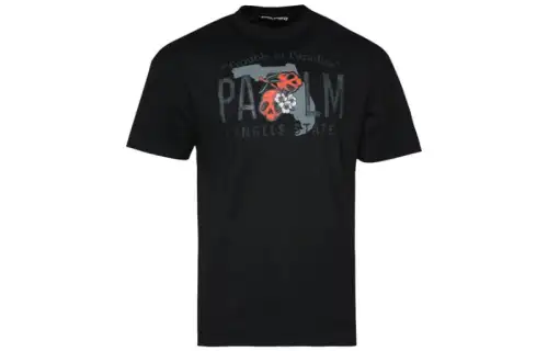PALM ANGELS T Shirts Men's Black Crew Neck Moderate Straight Fit