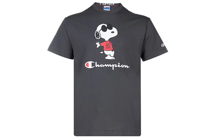 Champion x Peanuts SS22 T Shirt US Version Men's Dark Gray