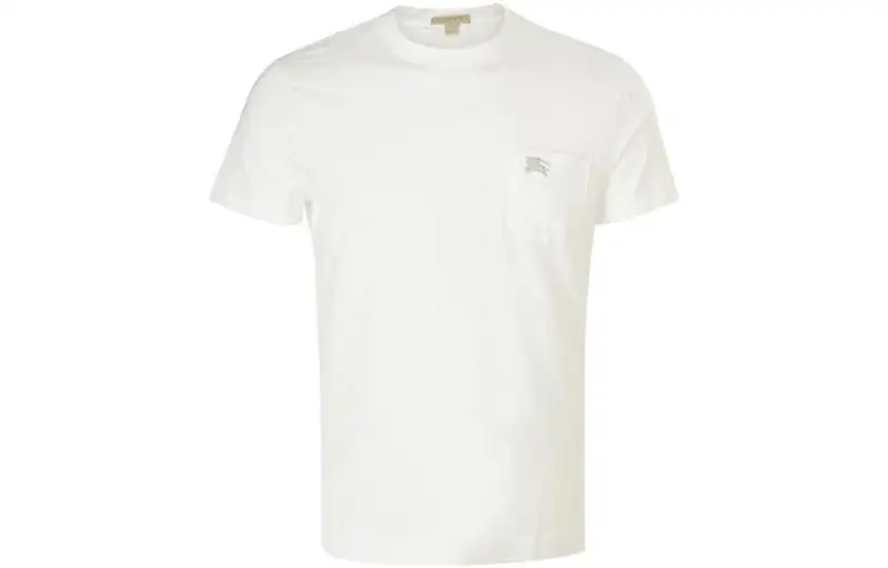 Burberry T Shirts Men's White Crew Neck Moderate Straight Fit