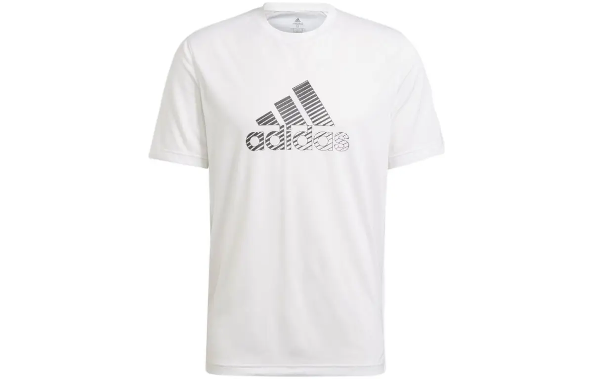 Adidas T-Shirts Men's White Crew Neck Moderate Straight Fit