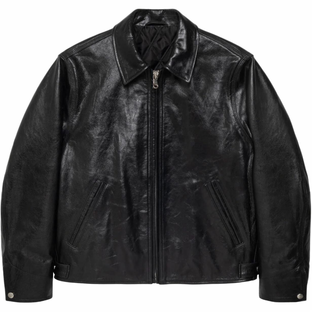 Кожаная куртка Stussy SS25 GARAGE JACKET LEATHER (черная)