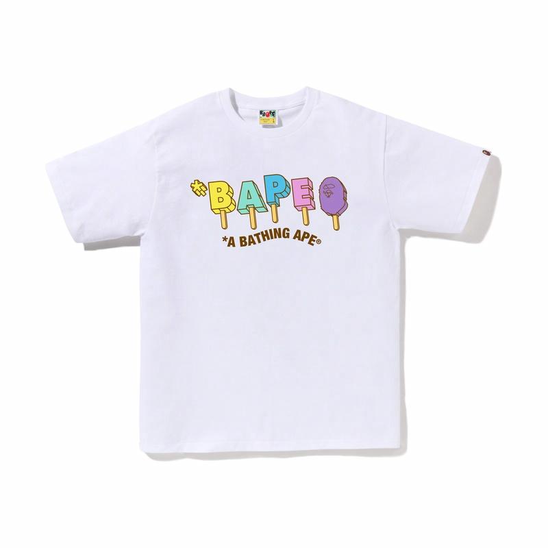 Мужская футболка A BATHING APE с объемными буквами (белая) — фото 9