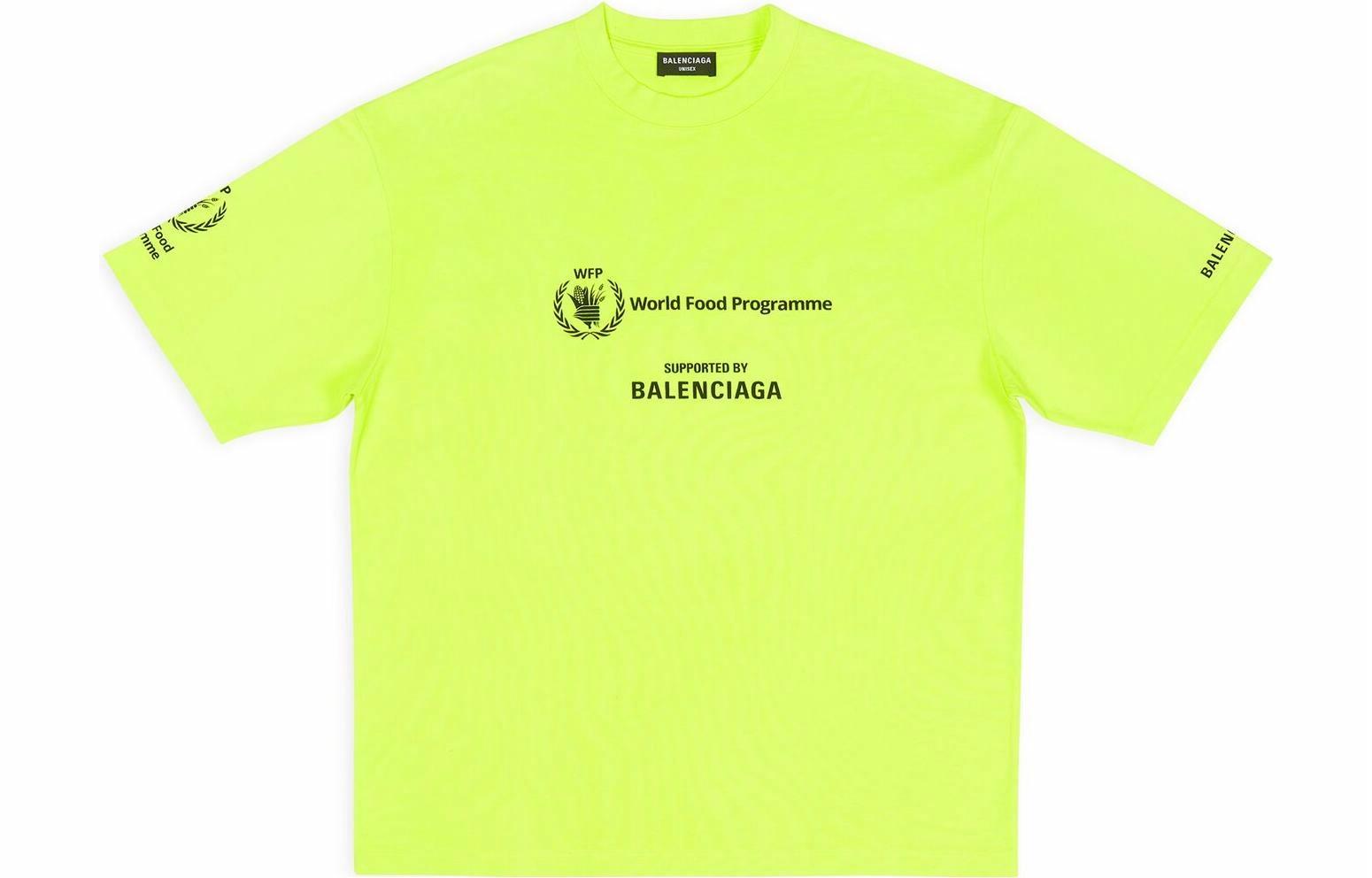 Мужская футболка Balenciaga x WFP (неоново-зеленая)