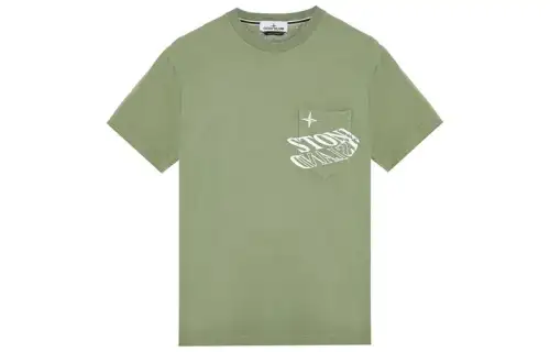 STONE ISLAND T Shirts Men's Grass Green Crew Neck Moderate Straight Fit