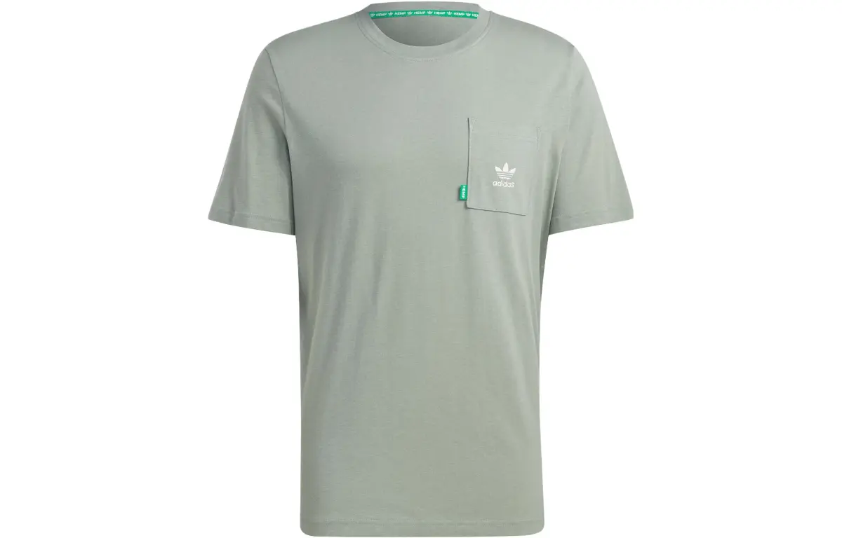 Adidas Originals ESSENTIALS T-Shirts Men's Dusty Green Crew Neck Moderate Straight Fit