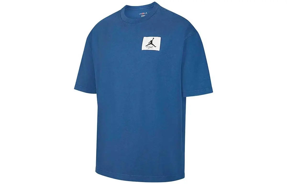 Jordan Men's Logo Patch Crewneck Pullover T-Shirt Blue