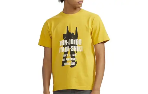 UNIQLO T Shirts Men's Light Yellow Crew Neck Moderate