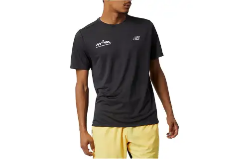 New Balance T Shirts Men's Black Crew Neck Moderate Straight Fit