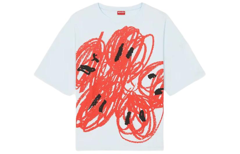 KENZO Drawn Varsity' T Shirt T Shirt Men's Light Blue