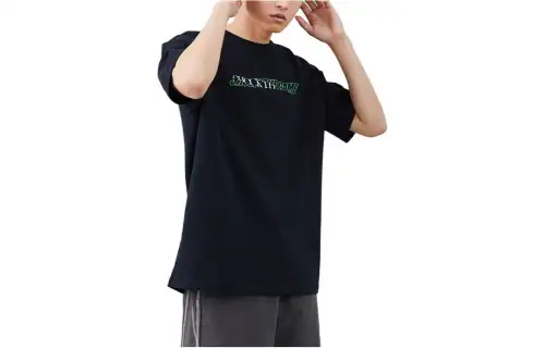 ANTA T Shirts Men's Black Crew Neck Moderate Straight Fit