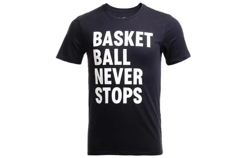 Nike T-Shirts Men's Black Crew Neck Moderate Straight Fit