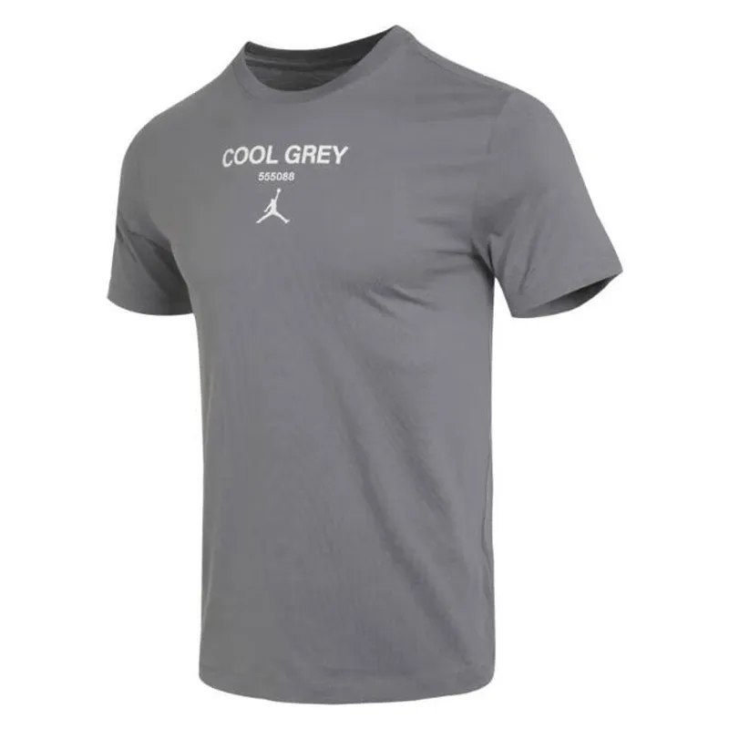 Jordan T Shirts Men's Cool Gray Crew Neck Moderate Straight Fit