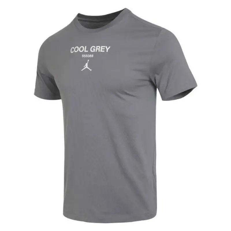 Jordan T Shirts Men's Cool Gray Crew Neck Moderate Straight Fit