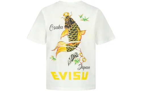 EVISU T Shirts Unisex White Crew Neck Moderate Straight Fit