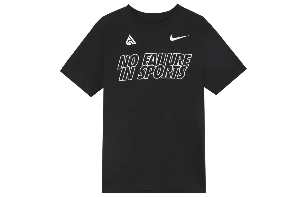 Nike T-Shirts Men's Black Crew Neck Moderate Straight Fit