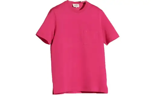 HERMES Solid Color Crew Neck Short Sleeved Shirt FW22 T Shirt Men's Rose Red