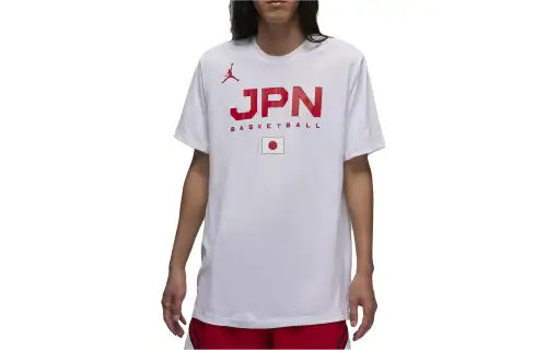 Jordan T Shirts Men's White Crew Neck Moderate Straight Fit
