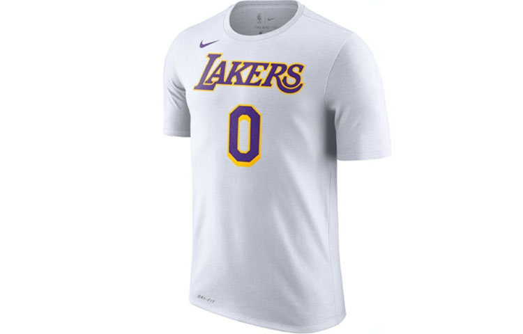Nike NBA Los Angeles Lakers Westbrook Kuzma No. 0 casual breathable sports short-sleeved T-shirt men's white
