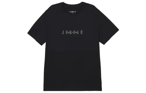 Jordan T Shirts Men's Black Crew Neck Moderate Straight Fit